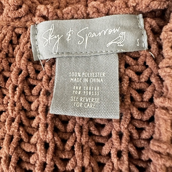 Sky & Sparrow Women’s Open Front Sweater Size Small Brown 2 Pockets - Picture 6 of 6